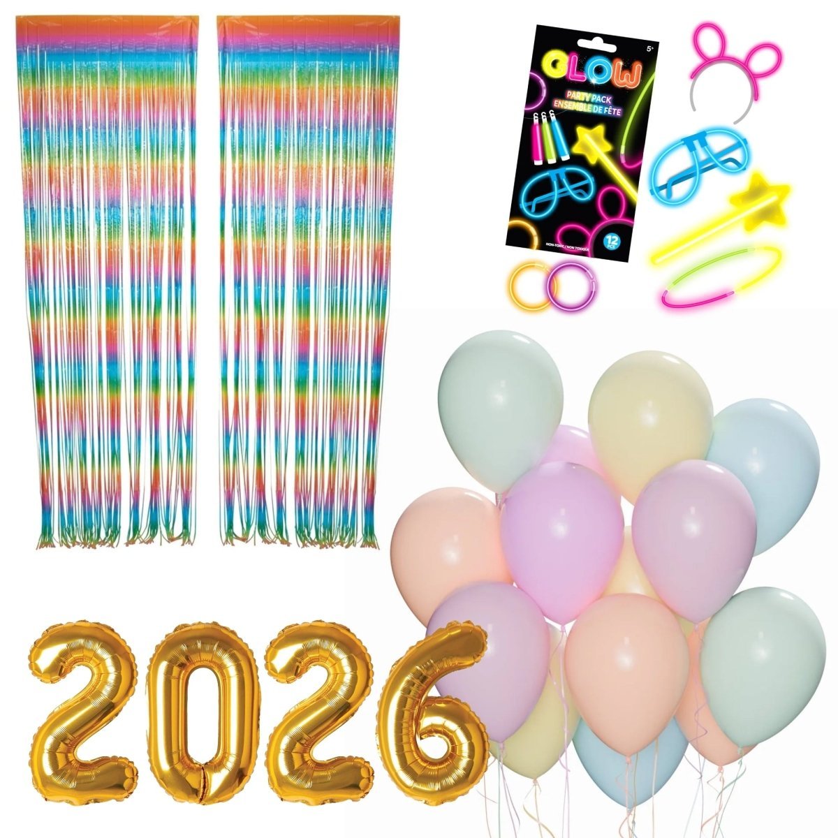 Party Expert New Year Colorful New Year Kids Photo Backdrop Decoration Kit