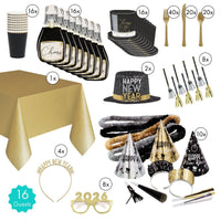 Party Expert New Year Toasting New Year Party Supplies Kit, 16 Guests