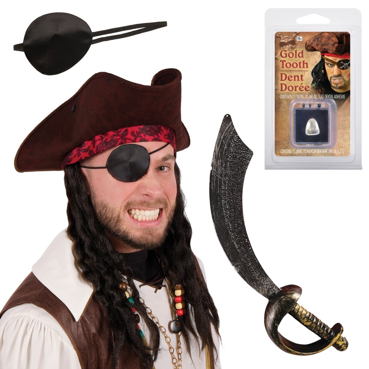 PARTY EXPERT Pirate Costume Accessory Kit for Adults 761642747