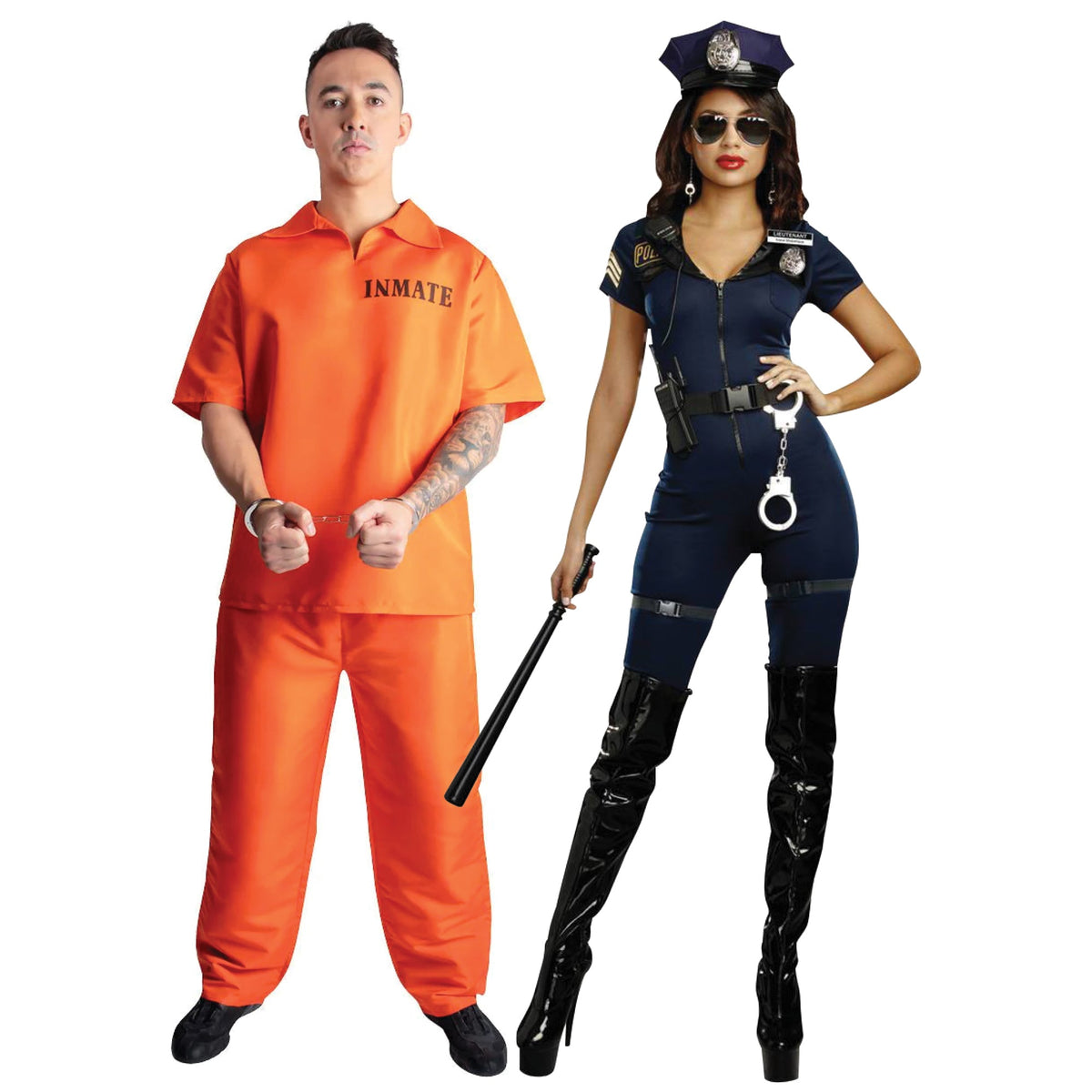 Party Expert Police Officer and Inmate Couple Costumes