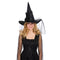 PARTY PLAY LIMITED Costume Accessories Black Witch Hat with Tulle and Feathers for Adults 840482501929