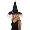 PARTY PLAY LIMITED Costume Accessories Black Witch Hat with Tulle and Jewel for Adults 840482501905