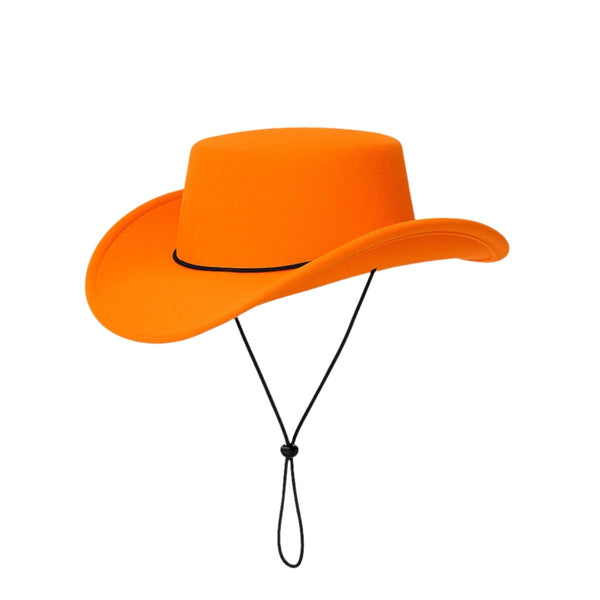 Neon Orange Cowboy Hat for Adults Party Expert - Main Image