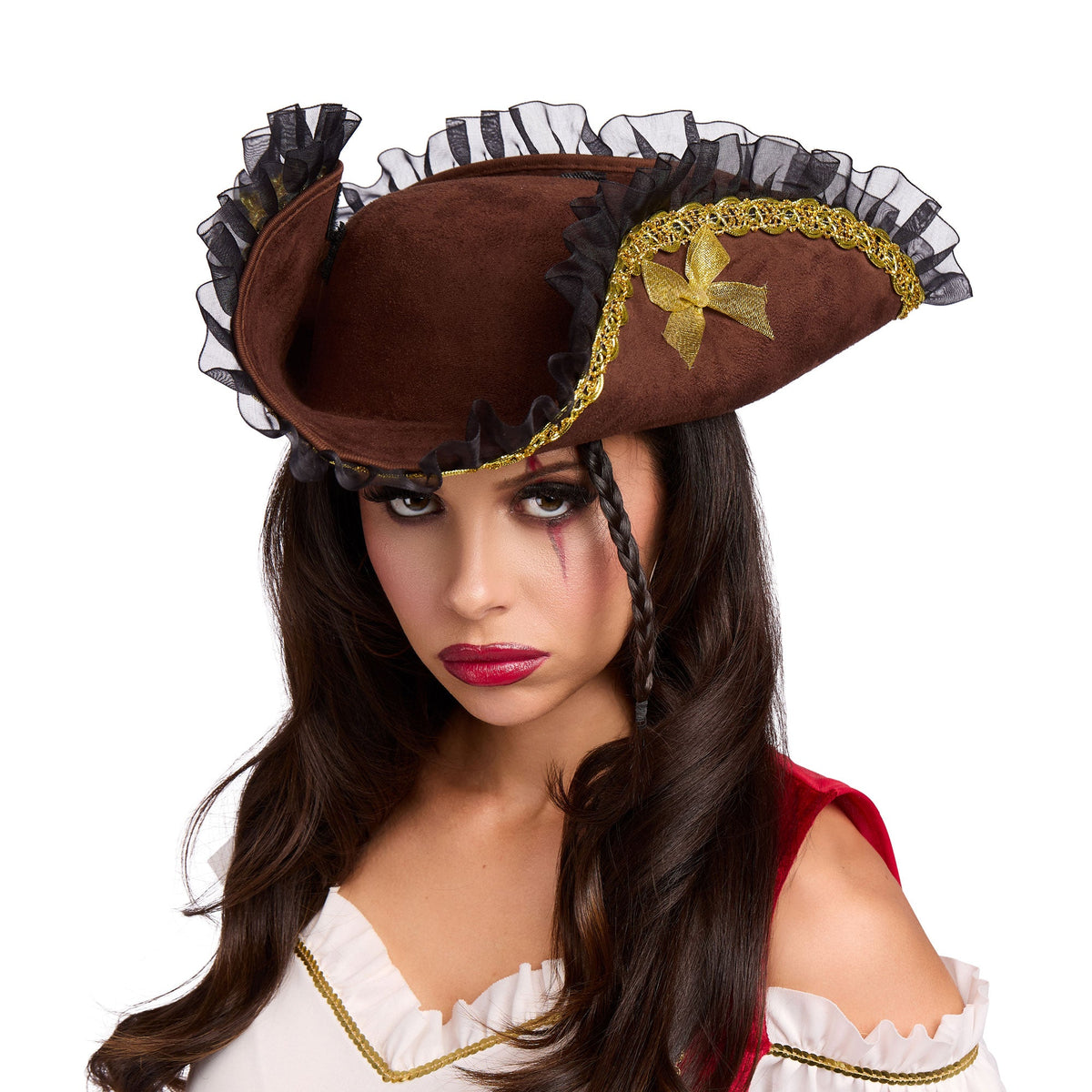 PARTY PLAY LIMITED Costume Accessories Pirate Tricorn Hat with Lace for Adults 850023088833