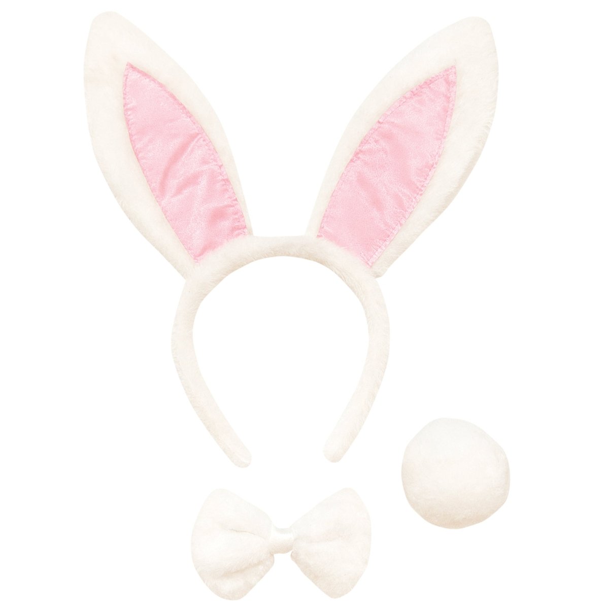 PARTY PLAY LIMITED Costume Accessories White Long Ear Rabbit Accessory Kit for Adults 840482501967
