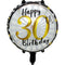 PARTYGRAM Balloons Black and Gold 30th Happy Birthday Foil Balloon, 18 Inches, 1 Count 810120717234