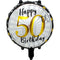PARTYGRAM Balloons Black and Gold 50th Happy Birthday Foil Balloon, 18 Inches, 1 Count 810120717258