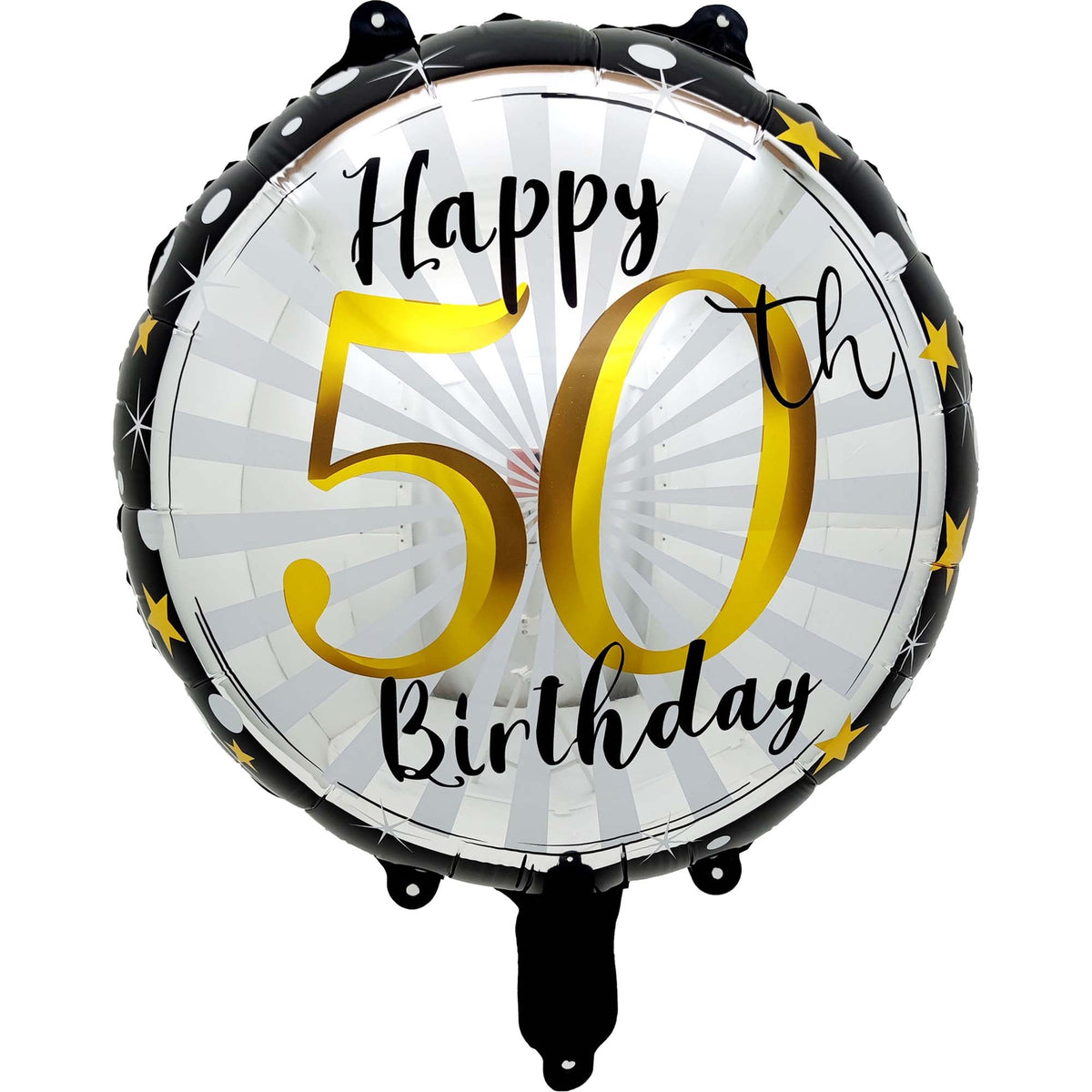 PARTYGRAM Balloons Black and Gold 50th Happy Birthday Foil Balloon, 18 Inches, 1 Count 810120717258