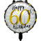 PARTYGRAM Balloons Black and Gold 60th Happy Birthday Foil Balloon, 18 Inches, 1 Count 810120717265
