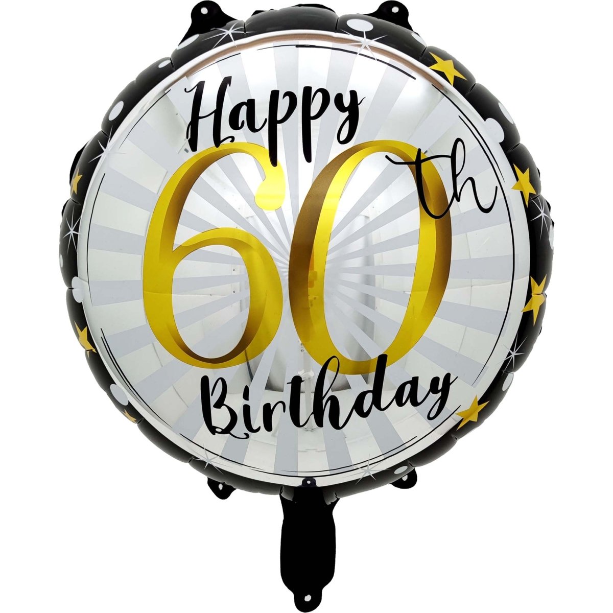 PARTYGRAM Balloons Black and Gold 60th Happy Birthday Foil Balloon, 18 Inches, 1 Count 810120717265