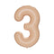 PARTYGRAM Balloons Blush Nude Number 3 Foil Balloon, Creamy Beige Matte Finish, Cappuccino, 34 Inches 810077658376