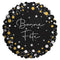 PARTYGRAM Balloons "Bonne Fête" Round Foil Balloon, Black, Gold and Silver, 18 Inches, 1 Count 810120716442