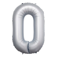 PARTYGRAM Balloons Frosty White Number 0 Foil Balloon, Matte Finish, 34 Inches, 1 Count 810077658147