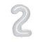 PARTYGRAM Balloons Frosty White Number 2 Foil Balloon, Matte Finish, 34 Inches, 1 Count 810077658161