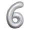 PARTYGRAM Balloons Frosty White Number 6 Foil Balloon, Matte Finish, 34 Inches, 1 Count 810077658208