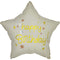PARTYGRAM Balloons Happy Birthday Beige Star Shaped Foil Balloon, 18 Inches, 1 Count 810120717142