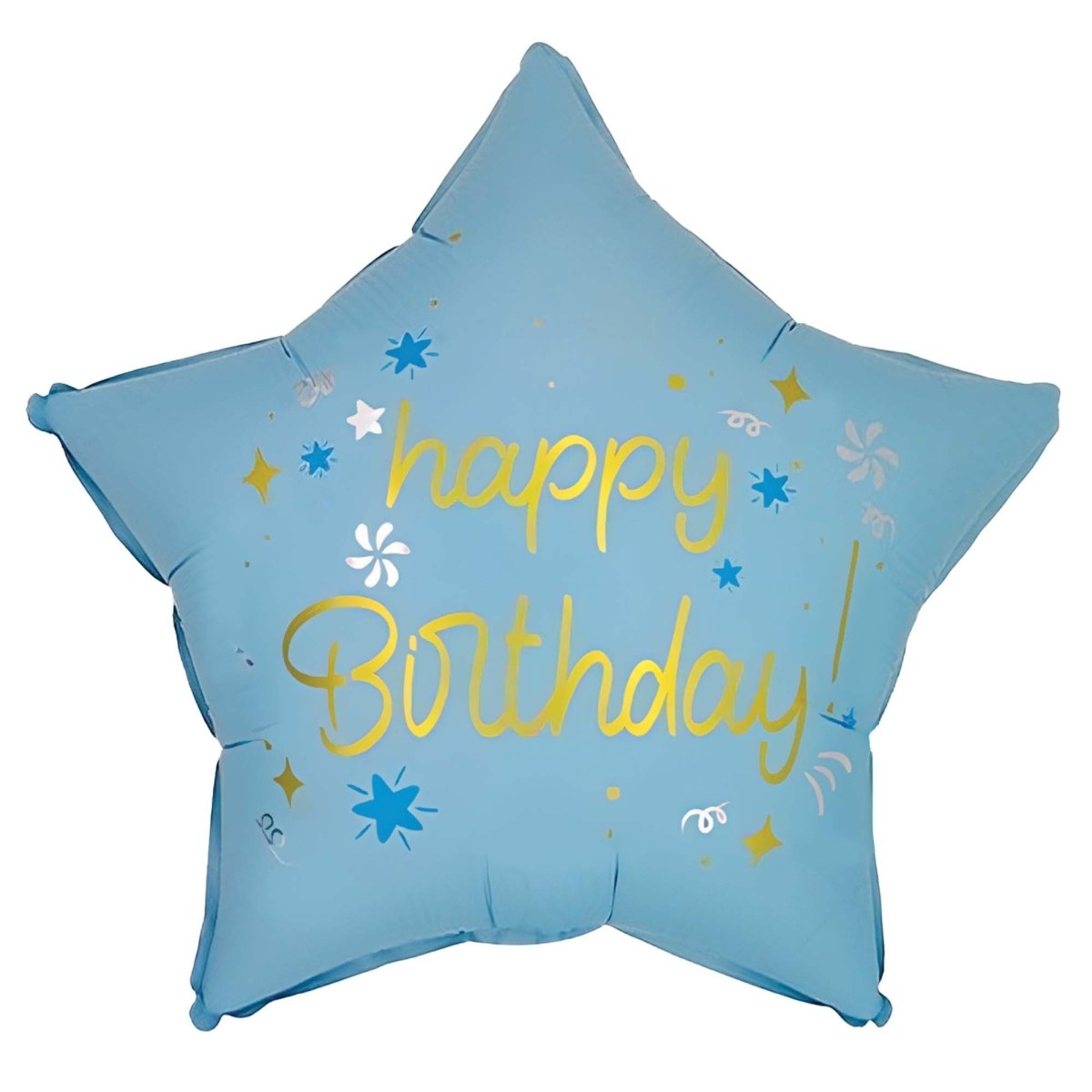 PARTYGRAM Balloons Happy Birthday Blue Star Shaped Foil Balloon, 18 Inches, 1 Count 810120717159