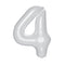 PARTYGRAM Balloons Light Grey Number 4 Foil Balloon, Frosty White Matte Finish, 34 Inches 810077658185
