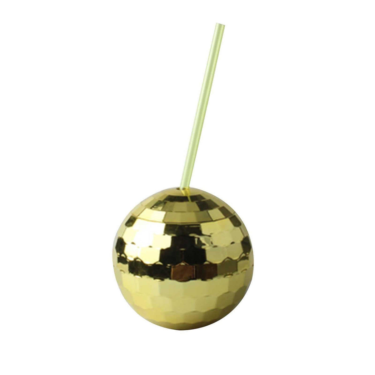 PORTOFINO INTERNATIONAL TRADING USA Disco Disco Ball Gold Drink Tumbler with Straw, 1 count 745910745206