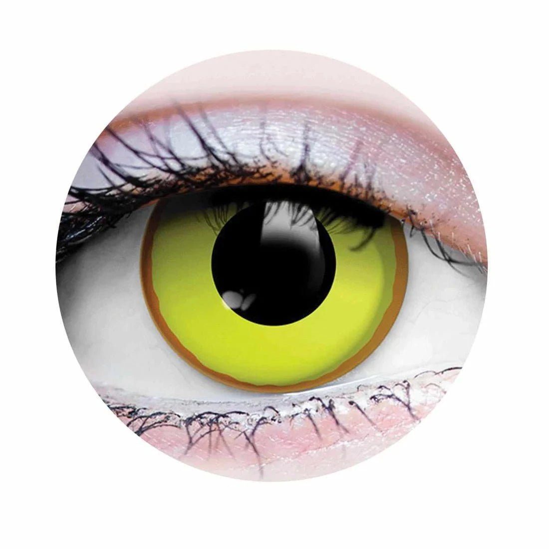 PRIMAL CONTACT LENSES Costume Accessories PRIMAL® Nightcrawler - Neon Yellow With Orange Rim Coloured Contact Lenses, 3 months usage 628153228906