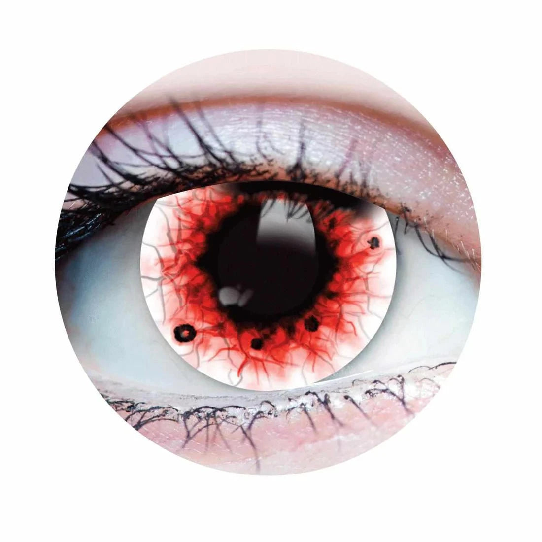 PRIMAL CONTACT LENSES Costume Accessories PRIMAL® Wraith II - White and Red Coloured Contact Lenses, 3 months usage 628153229187