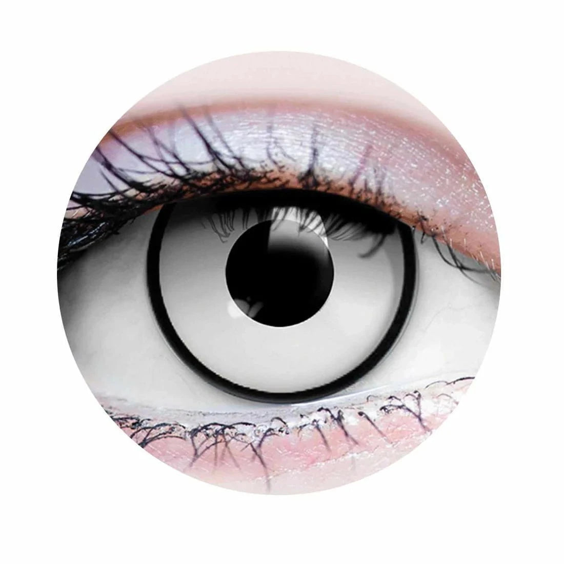 PRIMAL CONTACT LENSES Costume Accessories PRIMAL® Zombie II - White & Black Rim Coloured Contact Lenses, 3 Months Usage 628153228098