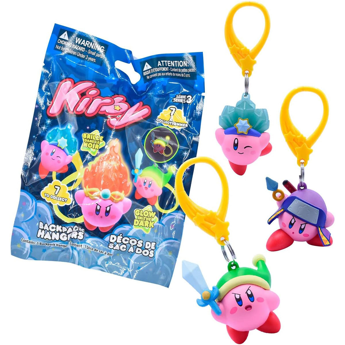 RED PLANET GROUP Plushes Nintendo Kirby Glow in the Dark Backpack Hangers, Assortment, 1 Count 787790985167