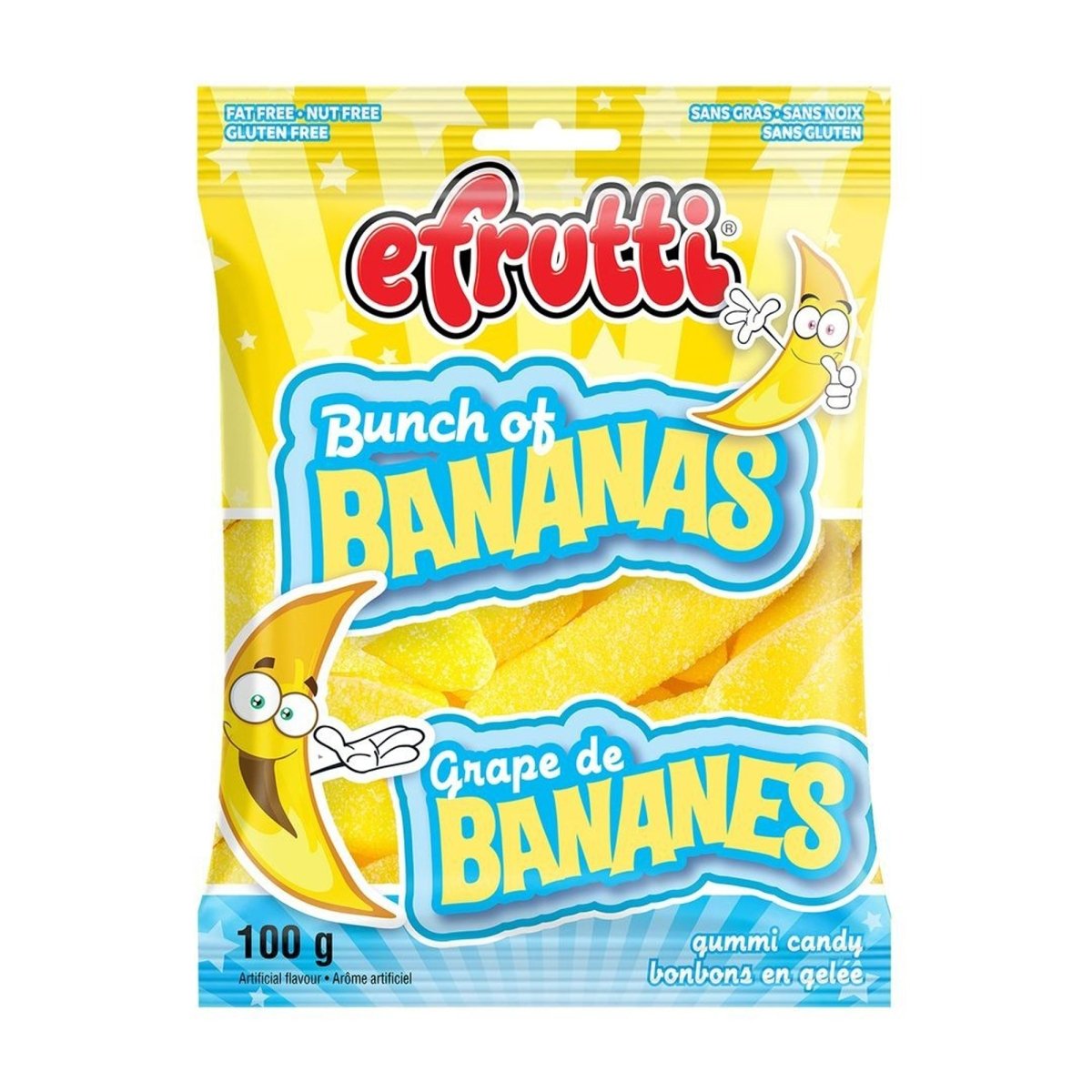 REGAL CONFECTION INC. Candy Bar Efrutti Bananas Gummy, 100g, 1 Count 813805000522