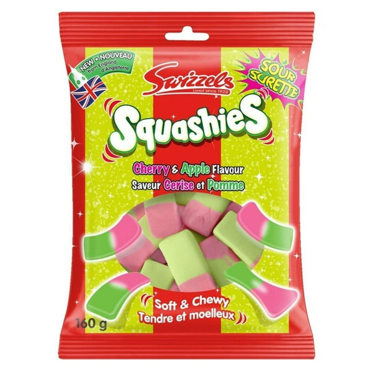 REGAL CONFECTION INC. Candy Squashies Cherry and Apple Candies, 160g, 1 Count 662572451156
