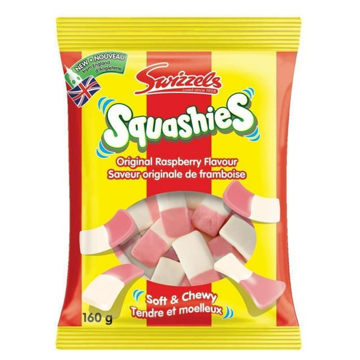 REGAL CONFECTION INC. Candy Squashies Original Raspberry Candies, 160g, 1 Count 662572451149