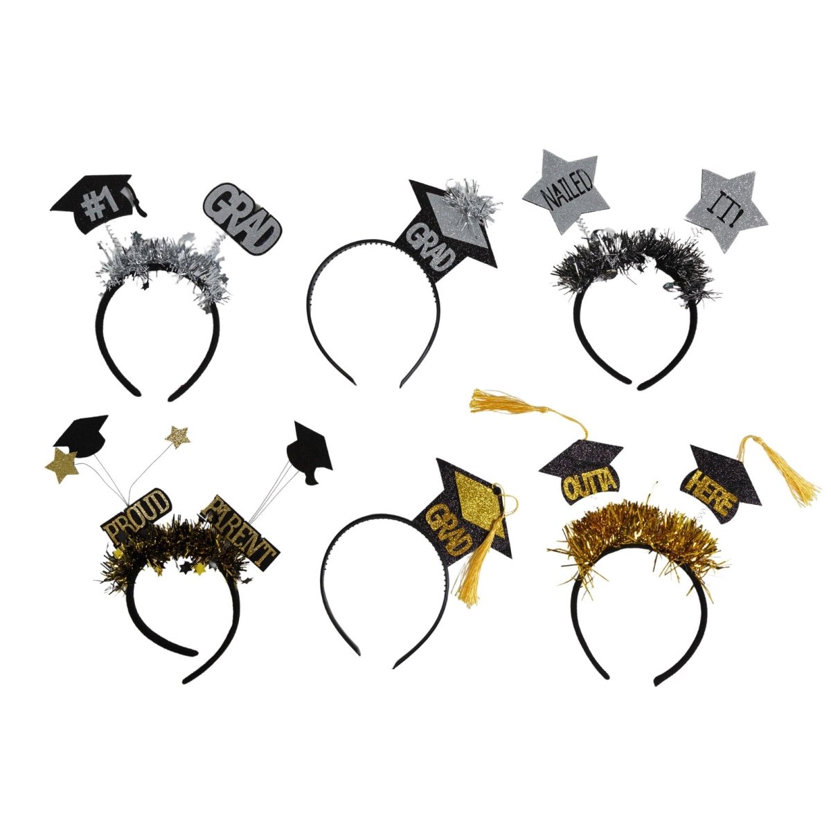 REGEN PRODUCTS CORP. Graduation Headboppers Grad, Silver and Gold, Assortment, 1 Count 721003240902