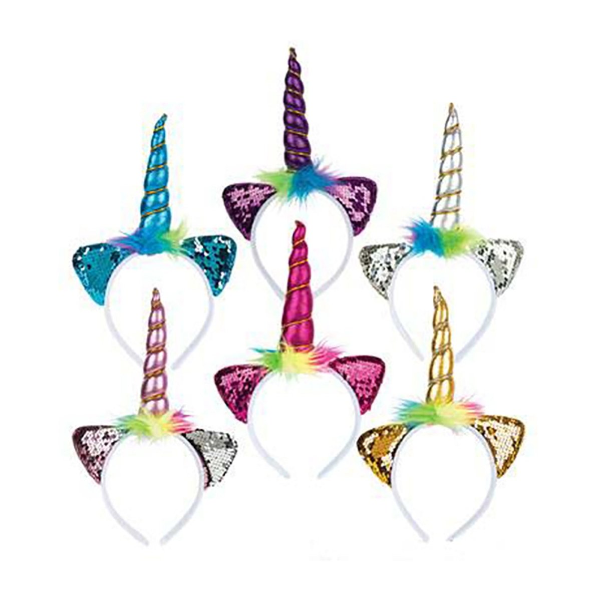 RHODE ISLAND NOVELTY Kids Birthday Sequin Unicorn Headband,Assorted, 1 count 097138905789
