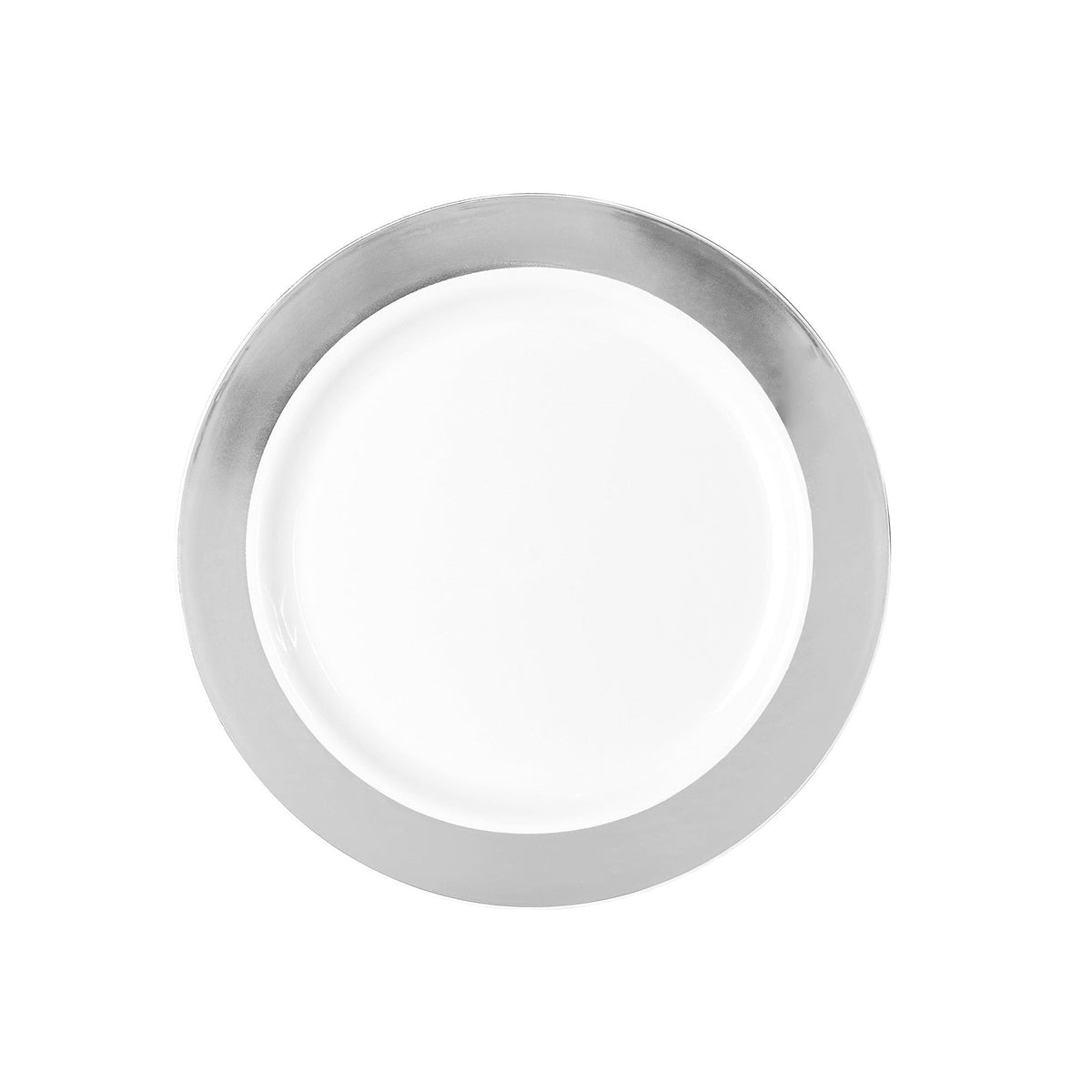 Ritch Import Disposable-Plasticware White Plates with Solid Silver Hot Stamp, 7 Inches, 10 Count 655731158225