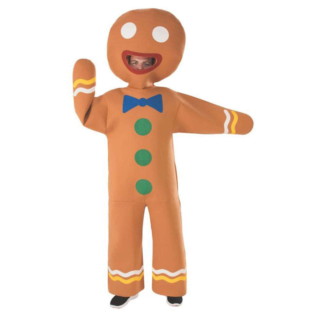 RUBIES II (Ruby Slipper Sales) Christmas Gingerbread Man Costume for Adults, Jumpsuit and Headpiece 195884042458