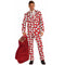 RUBIES II (Ruby Slipper Sales) Christmas Santa Print Suit Costume for Adults, Red Jacket, Pants and Tie 721773726767
