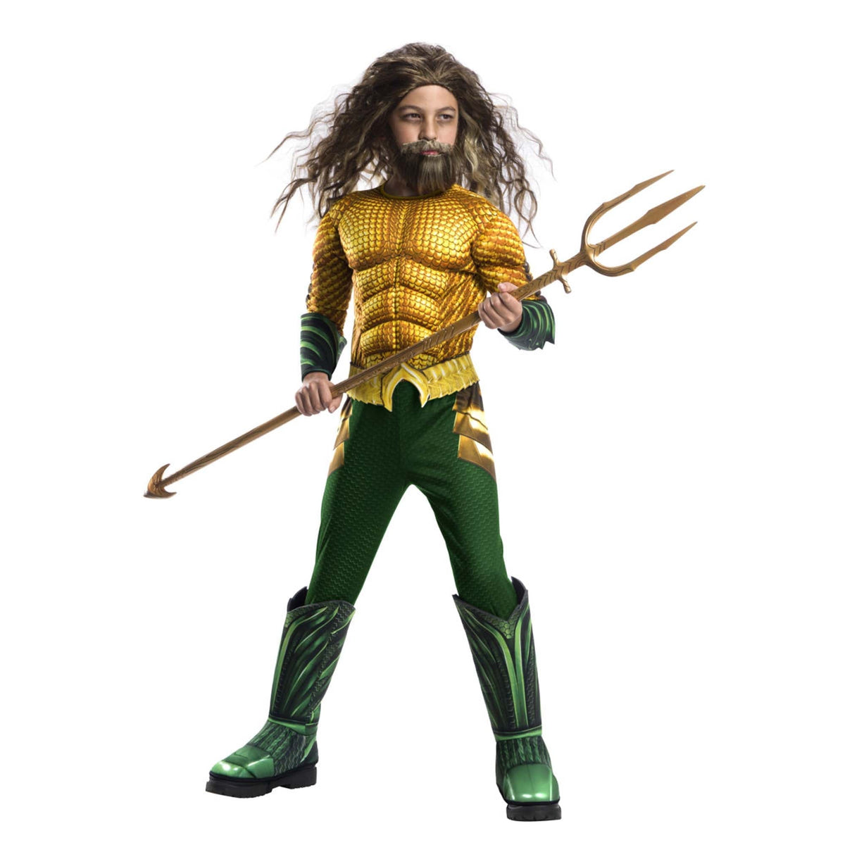 RUBIES II (Ruby Slipper Sales) Costumes DC Aquaman Deluxe Costume for Kids, Gold Padded Jumpsuit