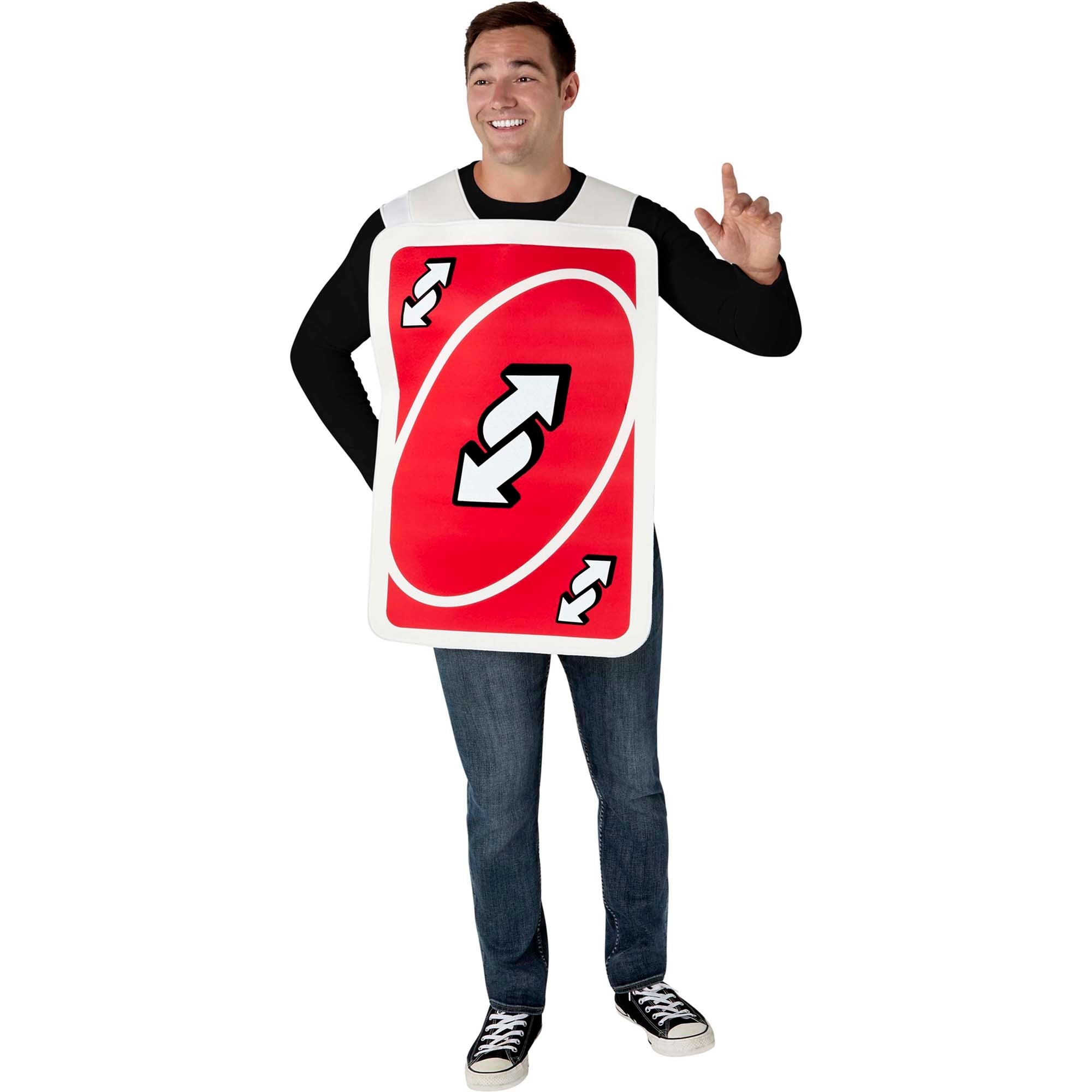 Red Uno Reverse Card Costume for Adults | Party Expert