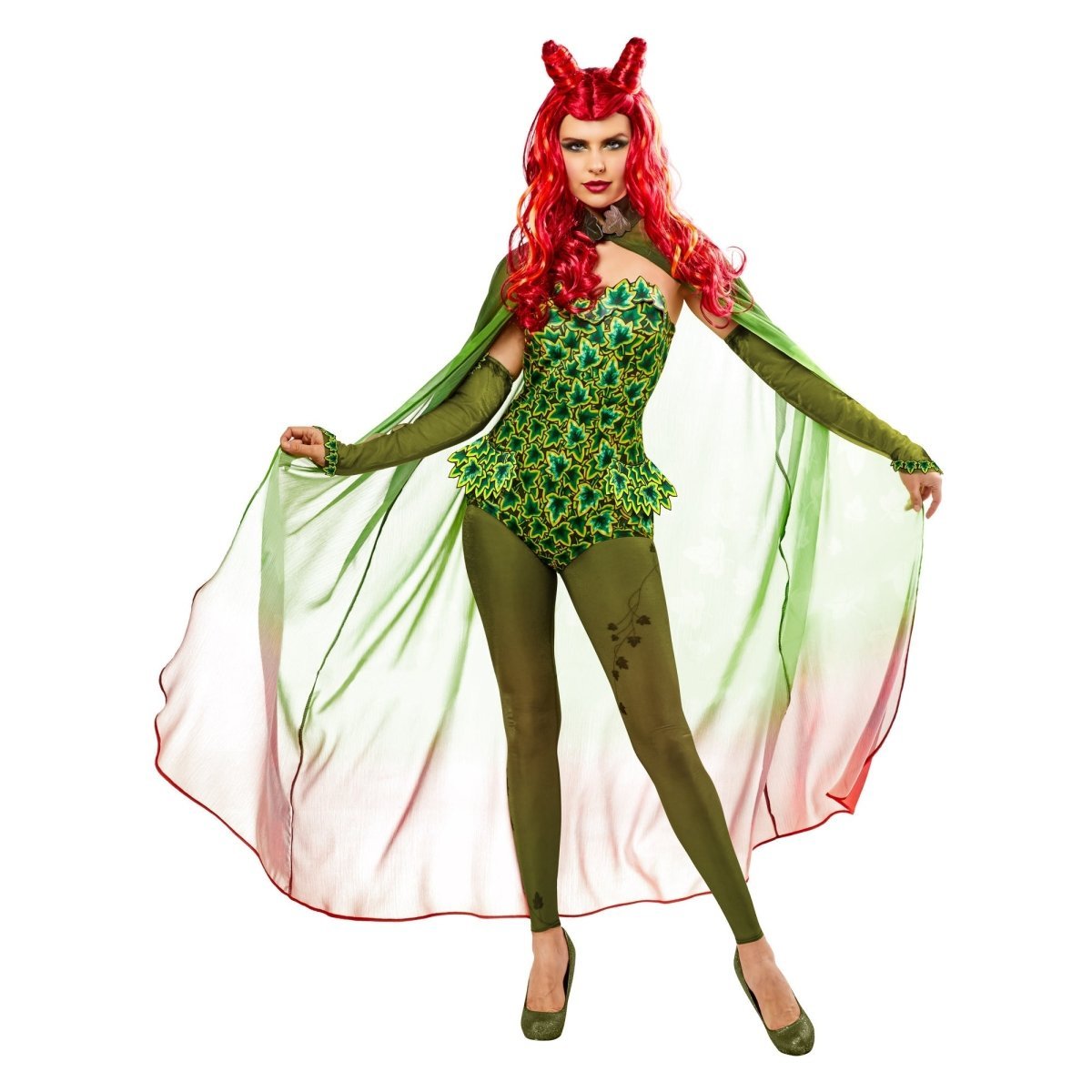RUBIES II (Ruby Slipper Sales) Costumes Retro Poison Ivy Costume for Adults, Jumpsuit and Veil, DC Comics