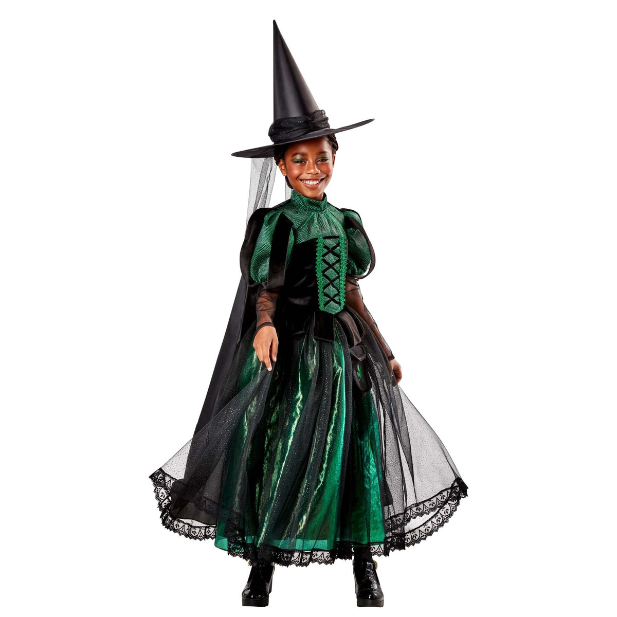 RUBIES II (Ruby Slipper Sales) Costumes Wicked Elphaba Deluxe Costume for Kids, Black and Green Dress