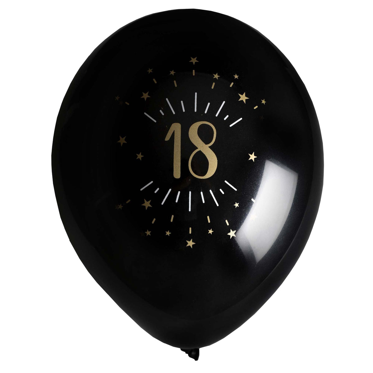 SANTEX Age Specific Birthday Black and Gold 18th Birthday Latex Balloons, 12 Inches, 6 Count 3660380070382