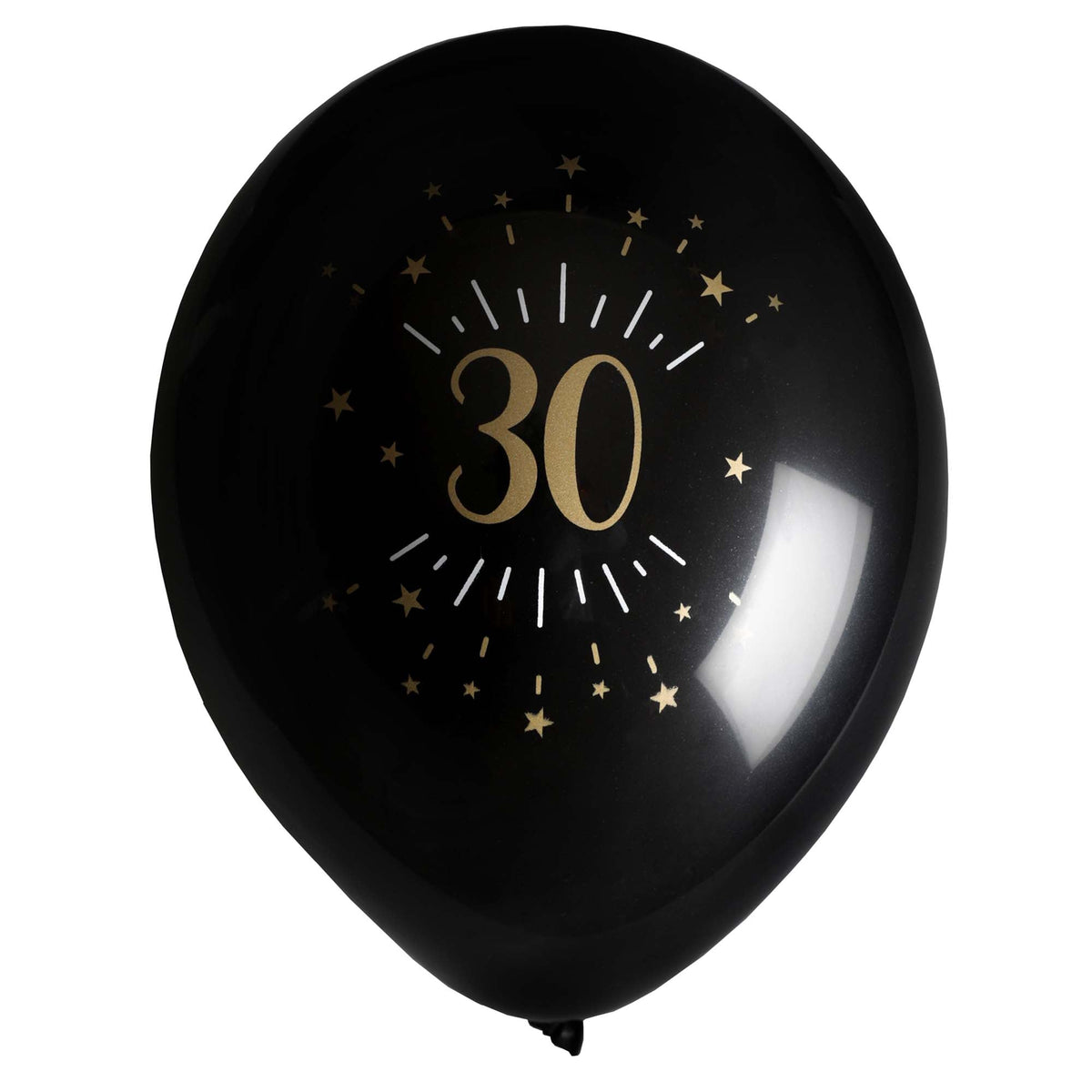 SANTEX Age Specific Birthday Black and Gold 30th Birthday Latex Balloons, 12 Inches, 6 Count 3660380070405