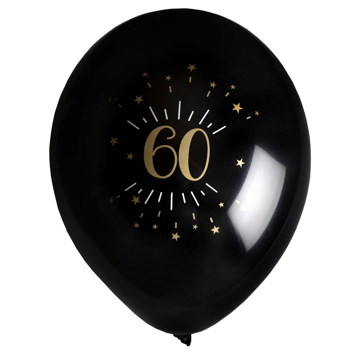 SANTEX Age Specific Birthday Black and Gold 60th Birthday Latex Balloons, 12 Inches, 6 Count 3660380070436