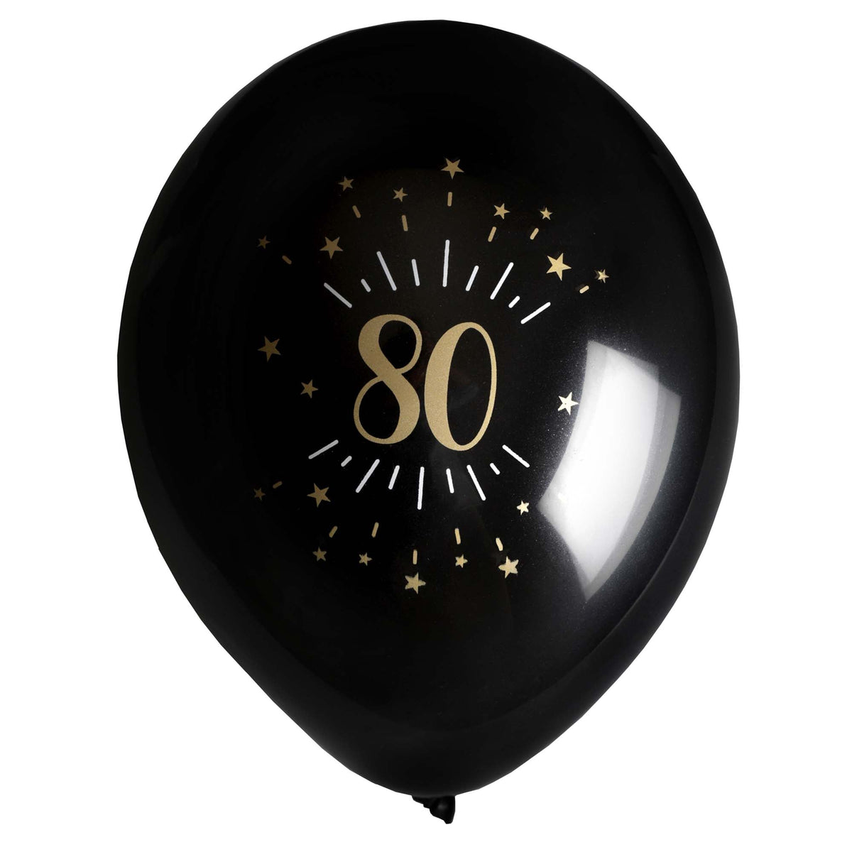 SANTEX Age Specific Birthday Black and Gold 80th Birthday Latex Balloons, 12 Inches, 6 Count 3660380070450