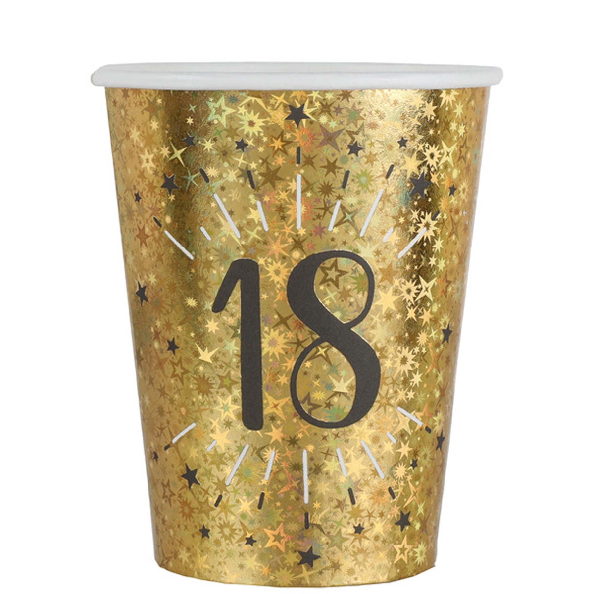 SANTEX Age Specific Birthday Gold 18th Birthday Party Paper Cups, 9 Oz, 10 Count