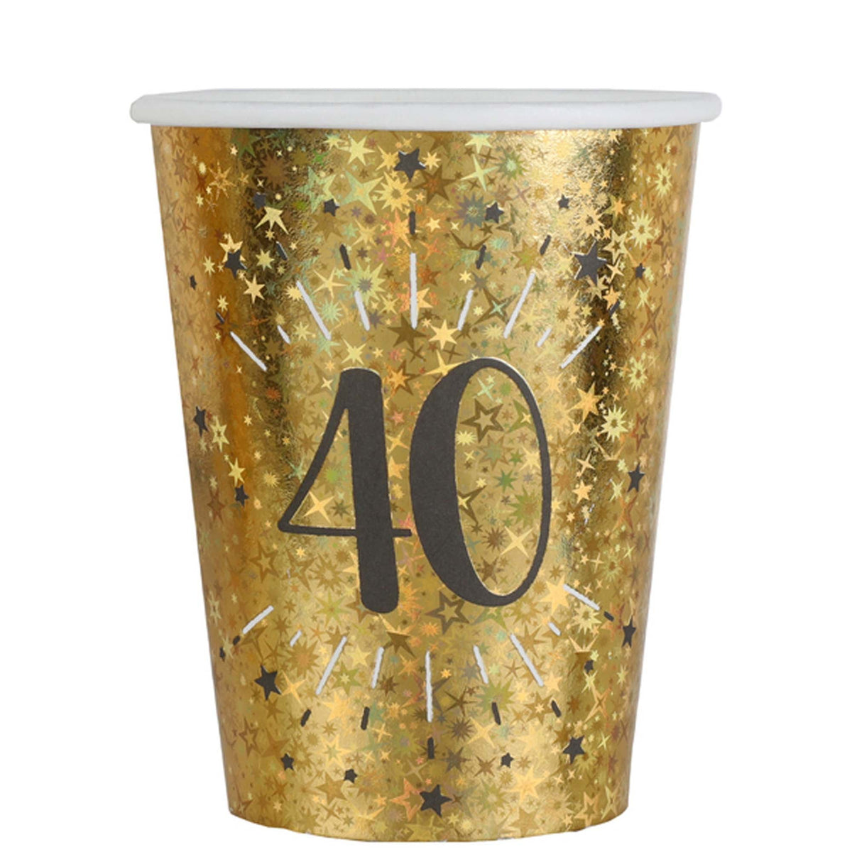 SANTEX Age Specific Birthday Gold 40th Birthday Party Paper Cups, 9 Oz, 10 Count