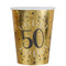 SANTEX Age Specific Birthday Gold 50th Birthday Party Paper Cups, 9 Oz, 10 Count