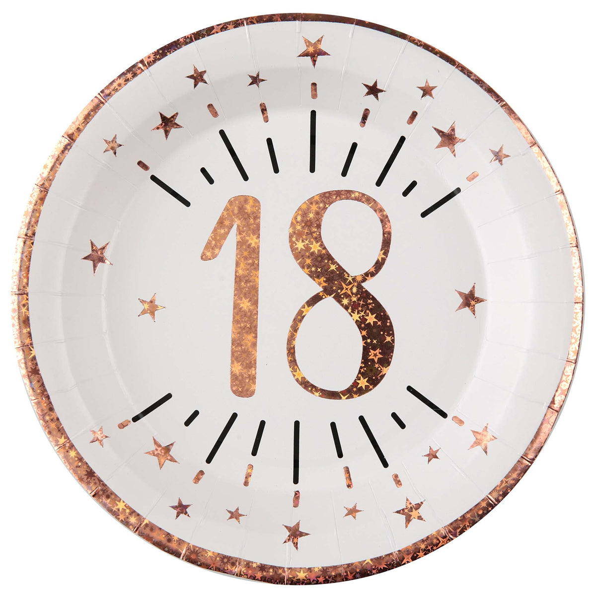 SANTEX Age Specific Birthday Rose Gold 18th Birthday Large Round Lunch Paper Plates, 9 Inches, 10 Count 3660380069829