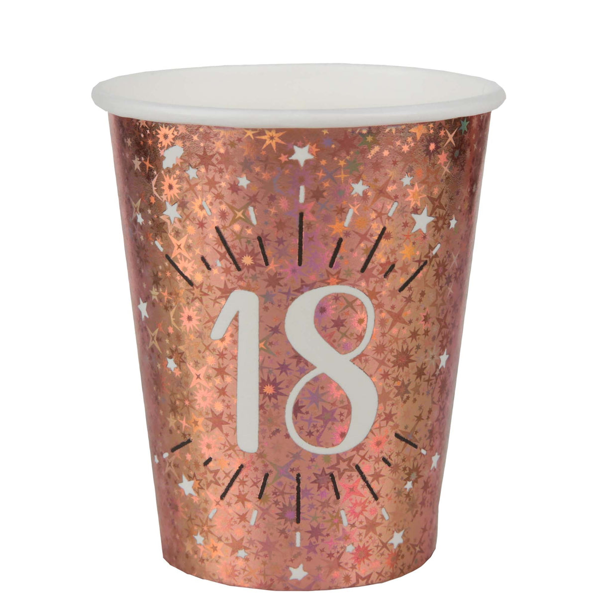 SANTEX Age Specific Birthday Rose Gold 18th Birthday Party Paper Cups, 9 Oz, 10 Count 3660380069904