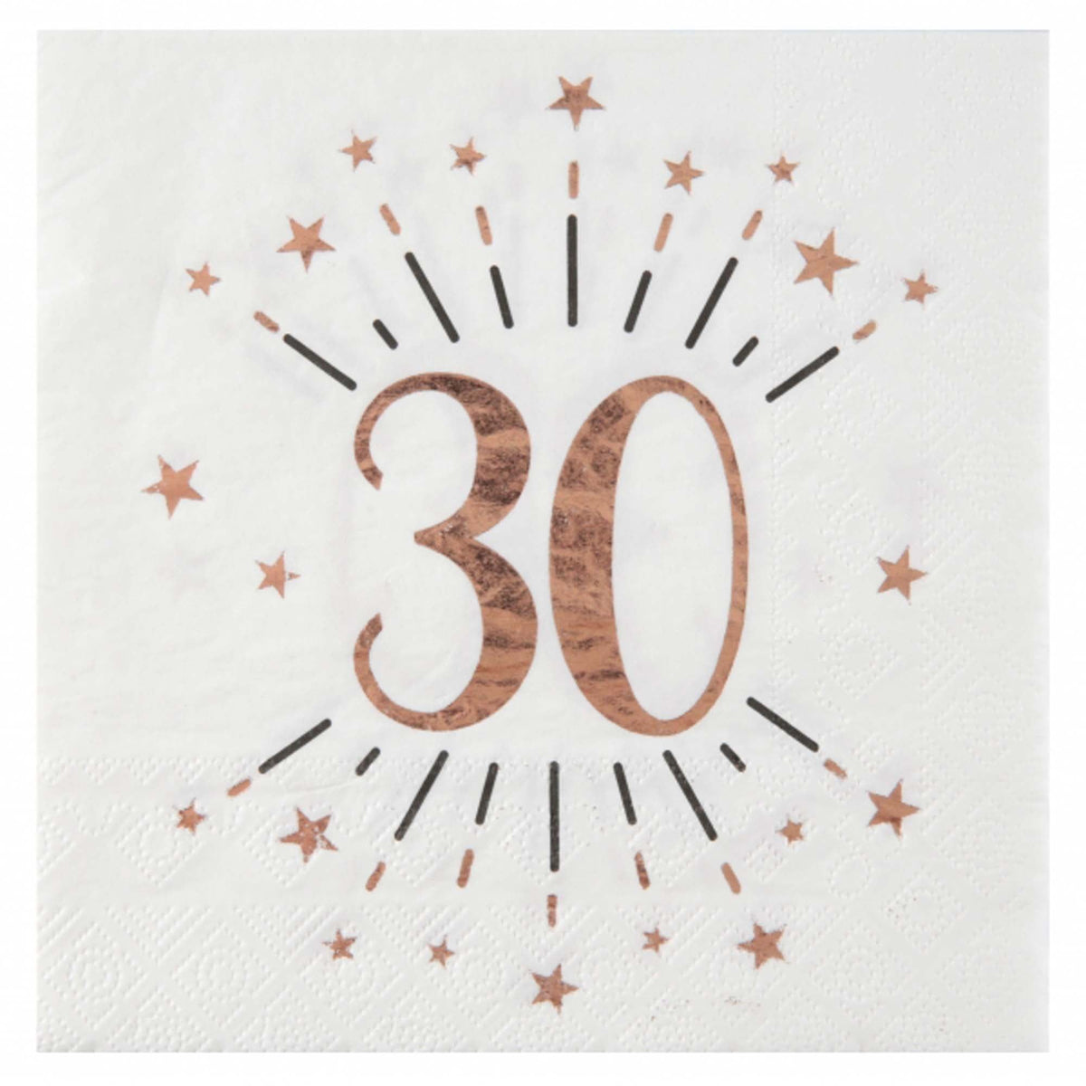 SANTEX Age Specific Birthday Rose Gold 30th Birthday Large Lunch Napkins, 10 Count