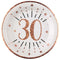SANTEX Age Specific Birthday Rose Gold 30th Birthday Large Round Lunch Paper Plates, 9 Inches, 10 Count 3660380069843